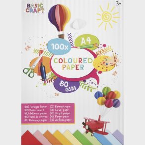 Kopipapir A4 80 G - Blok Med 100 Ark Assorterede