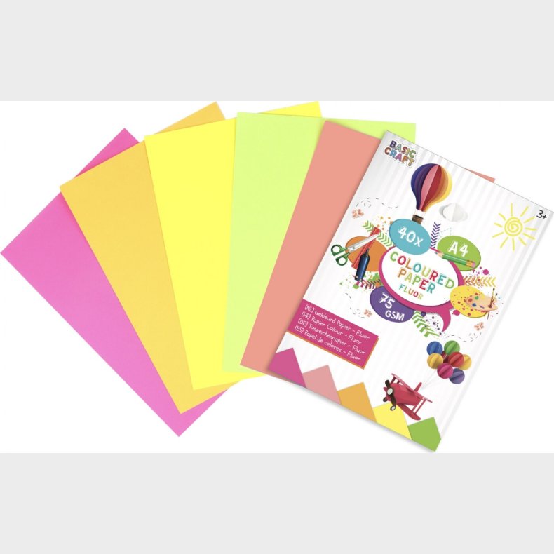 Kopipapir A4 - Flour 75 G - 40 Ark Assorterede