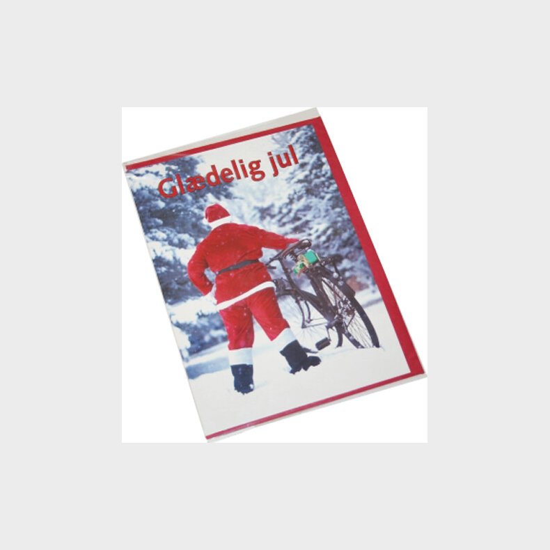 Kort 1 / 1 Julekort Julemand Med Cykel