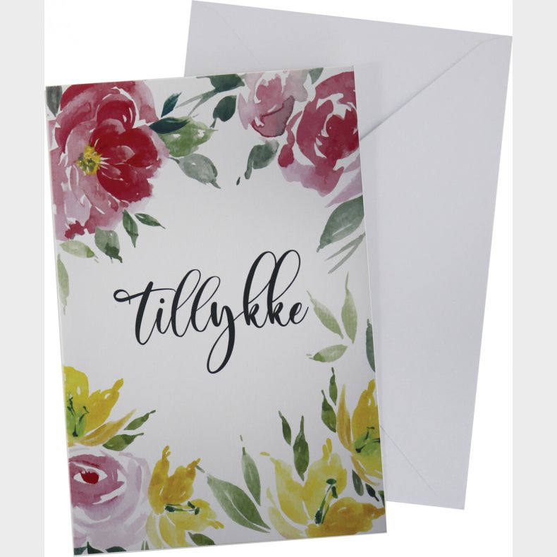 Kort Med Konvolut Blomstertillykke11 X 17 Cm - Scanseason