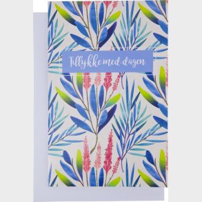 Kort Med Kuvert - 11x17 Cm - Bl Blomst - Scanseason
