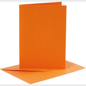 Kort Og Kuverter - 10,5x15 Cm - 11,5x16,5 Cm - Orange - 6 St