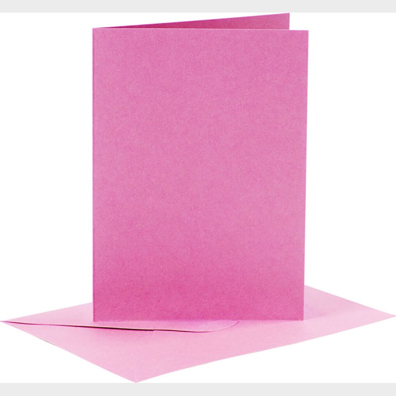 Kort Og Kuverter - 10,5x15 Cm - 11,5x16,5 Cm - Pink - 6 St