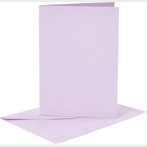 Kort Og Kuverter - 10,5x15 Cm - 11,5x16,5 Cm - Lys Lilla - 6 St