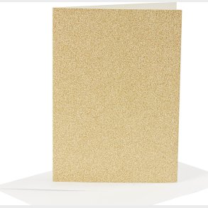Kort Og Kuverter - 10,5x15 Cm - 11,5x16,5 Cm - Glitter Guld - 4 St