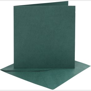 Kort Og Kuverter - Kort Str. 15,2x15,2 Cm - Kuvert Str. 16x16 Cm - 230 G - M�rk Gr�n - 4 S�t