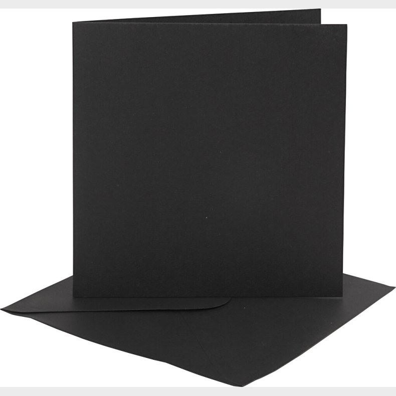 Kort Og Kuverter - 15,2x15,2 Cm - 16x16 Cm - Sort - 4 St