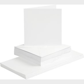 Kort Og Kuverter - 15x15 Cm - 16x16 Cm - Hvid - 50 St