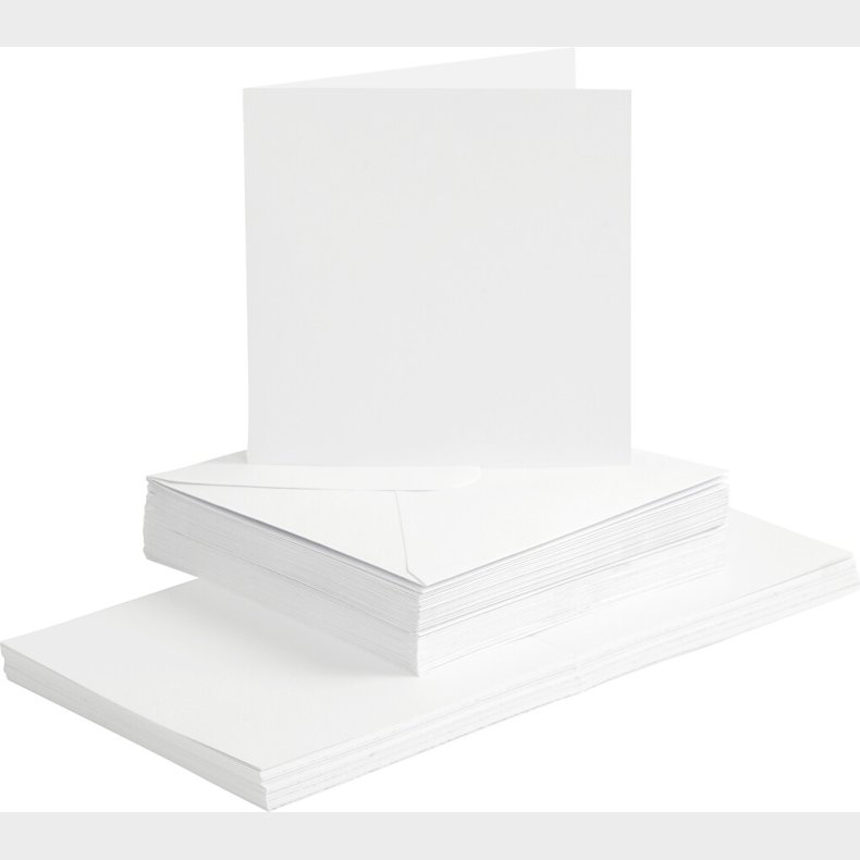Kort Og Kuverter - 15x15 Cm - 16x16 Cm - Hvid - 50 St