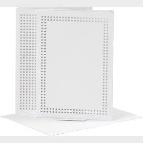 Kort Til Broderi - Kort Str. 10,5x15 Cm - Kuvert Str. 11,5x16,5 Cm - Hvid - 6 St