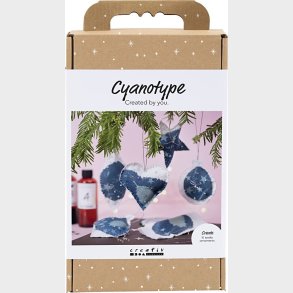 Kreativt St - Cyanotypi - Julepynt - Bl - Slv