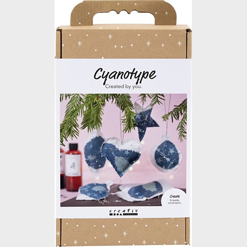 Kreativt St - Cyanotypi - Julepynt - Bl - Slv