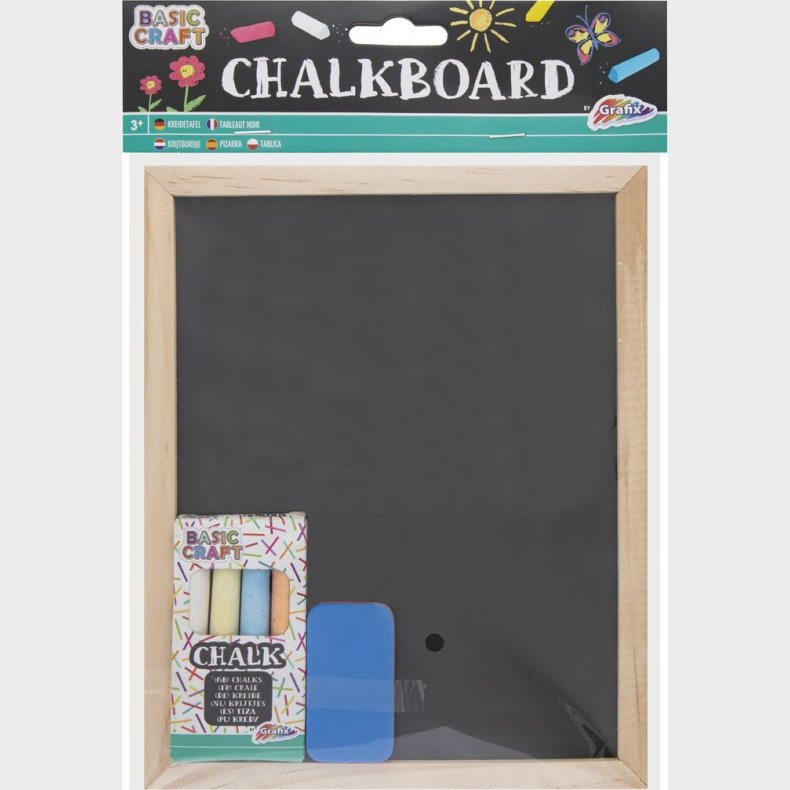 Kridttavle 20 X 16 Cm - Med 4 Stk Kridt