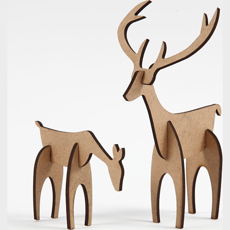 Kronhjort Og Hind - H 5+12,5 Cm - L 6,5+8 Cm