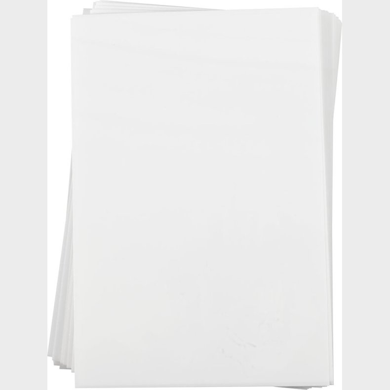 Krympeplast - 20x30 Cm - Tykkelse 0,3 Mm - Mat Hvid - 100 Ark