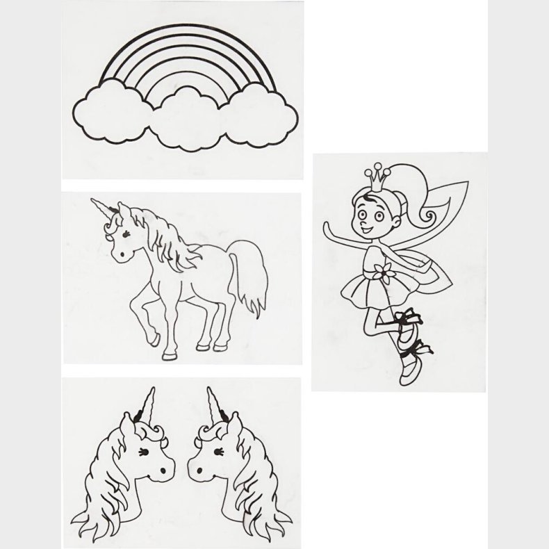 Krympeplast Med Motiver - Enhjrning - 10,5x14,5 Cm - Tykkelse 0,3 Mm - Mat Transparent - 4 Ark