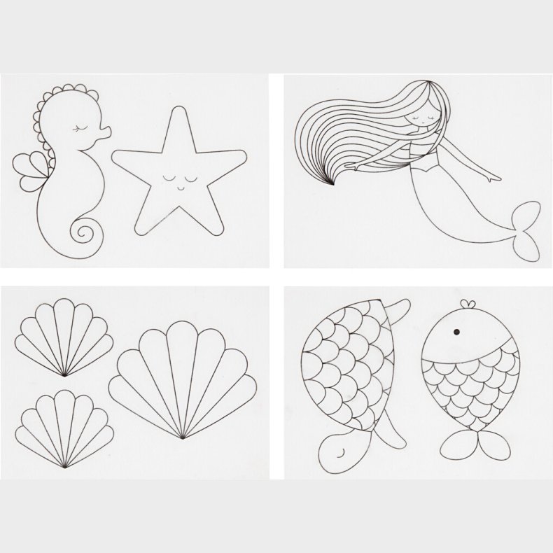 Krympeplast Med Motiver - Havfrue - 10,5x14,5 Cm - Tykkelse 0,3 Mm - Mat Transparent - 4 Ark