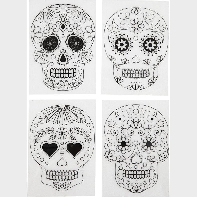 Krympeplast Med Motiver - Kranier - 10,5x14,5 Cm - Tykkelse 0,3 Mm - Mat Transparent - 4 Ark