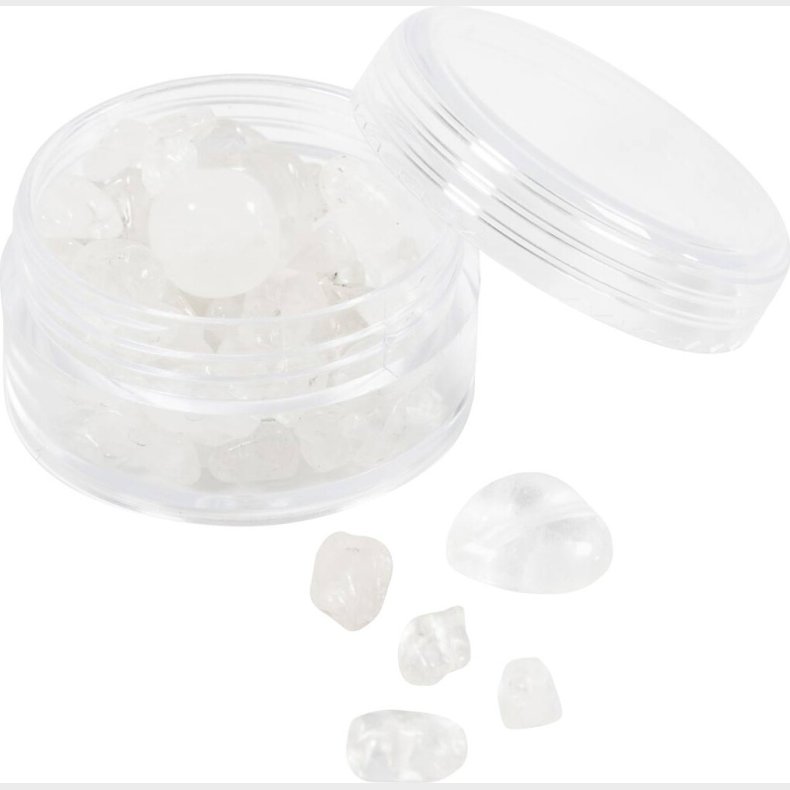 Krystalperler - Bjergkrystal - 7-12 Mm - 1 Mm - Transparente Farver - 63stk.