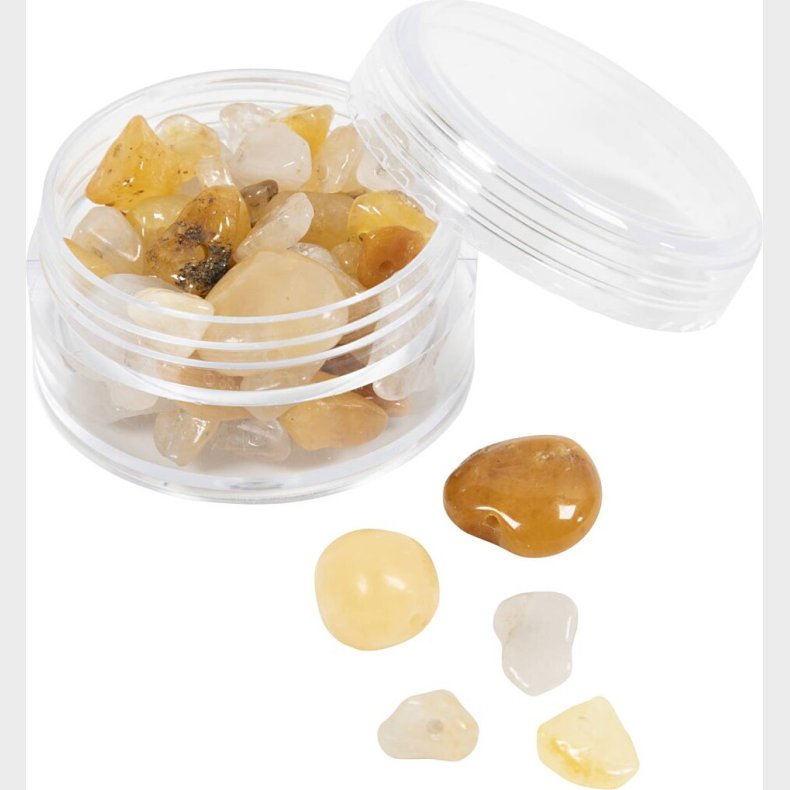 Krystalperler - Honning Calcit - 7-12 Mm - 1 Mm - Lys Gul - 63stk.