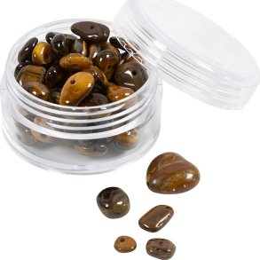 Krystalperler - Tigerje - 7-12 Mm - 1 Mm - Brun - 63stk.