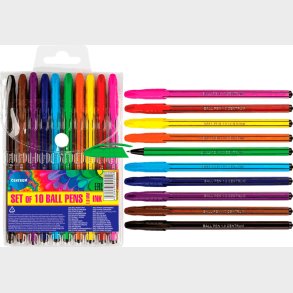 Kuglepen 10 Stk 10 Forsk Skrivefarver - Centrum