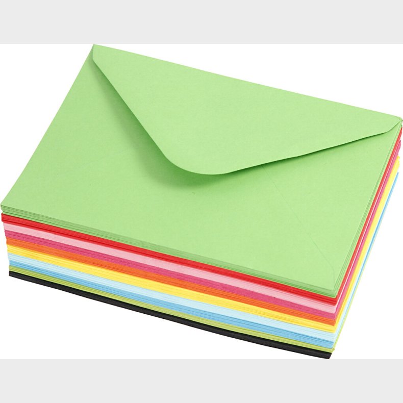 Kuverter - Kuvert Str. 11,5x16 Cm - 80 G - Assorterede Farver - 10x10 Stk.