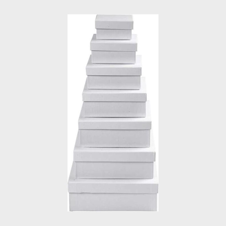 Kvadratiske sker - H 4,5+5+5,5+6+6,5+7+7,5 Cm - Str. 9+11+13+15+17+19+21 Cm - Hvid - 7 Stk.