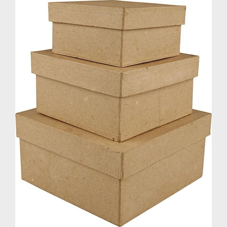 Kvadratiske sker - H 5+6+7,5 Cm - Str. 10+12,5+15 Cm - 3 Stk.