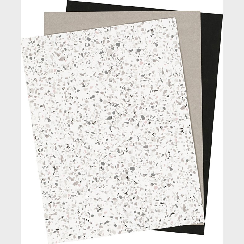 Lderpapir - 21x27,5+21x28,5+21x29,5 Cm - Ensfarvet - Folie - Print - 3 Ark