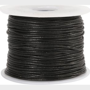 L�dersnor - Tykkelse 1 Mm - Rund - Sort - 50 M