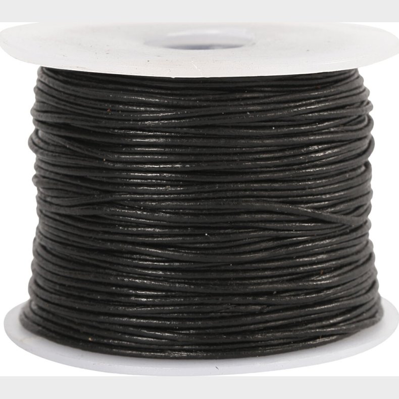 L�dersnor - Tykkelse 1 Mm - Rund - Sort - 50 M