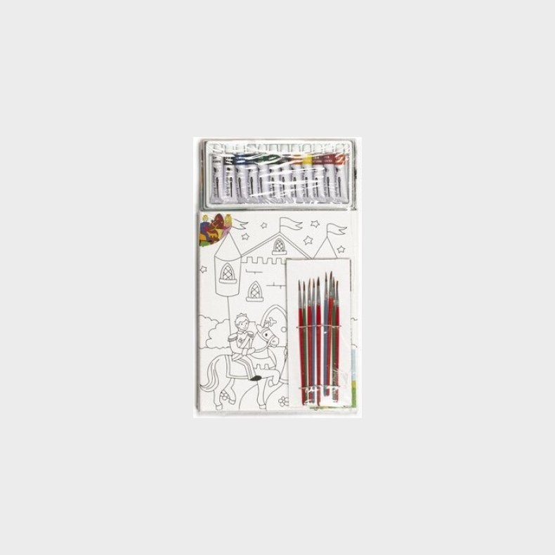 Malerlrred Med Print - Slot - Inkl. Maling + Penselst - 24x30 Cm