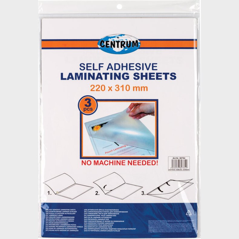 Lamineringslommer - 22 X 31 Cm - 3 Stk - Centrum
