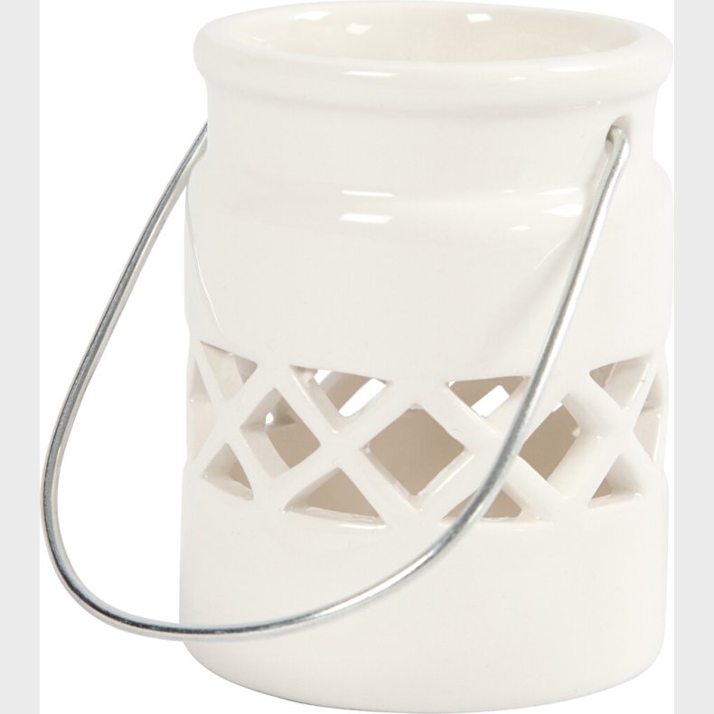 Lanterne - H 8 Cm -  6,2 Cm - Hvid - 2 Stk.