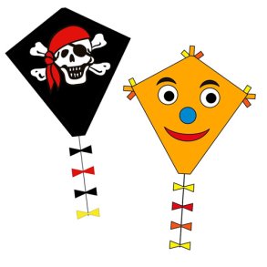 HQ Kites | Drage - med hale og 1 line, 45x50 cm Jolly Roger pirat
