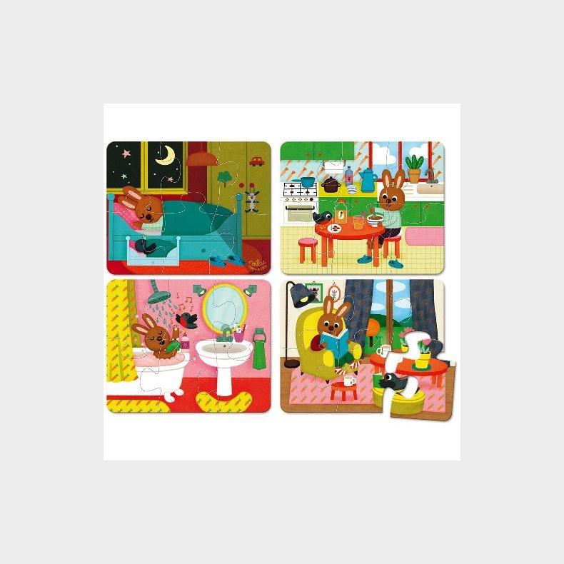 Vilac | Puslespil i tr - Mit hjem (4 stk  6 brikker)