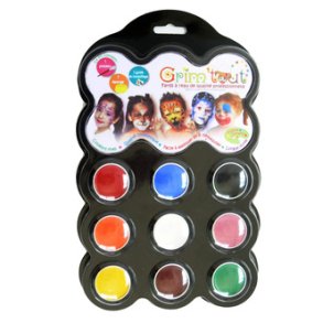 Grim'Tout | Ansigtsfarve - Palette m. 9 farver - Karneval
