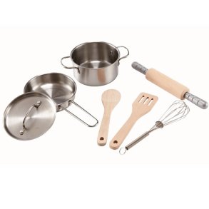 Hape | Legekkken tilbehr - Grydest m. 7 dele