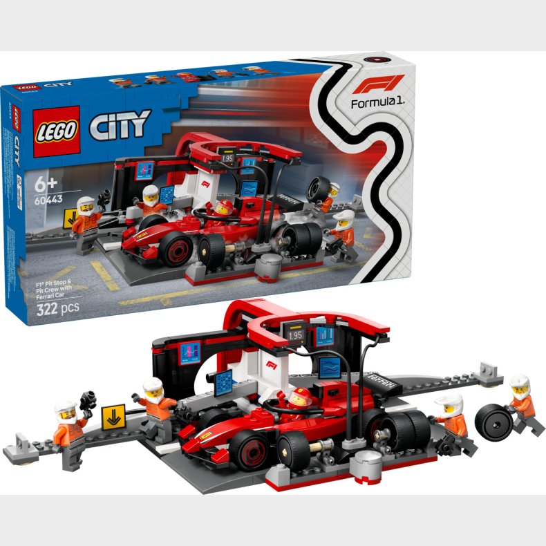 Lego City - F1 Pitstop Og Pitcrew Med Ferrari-bil - 60443