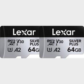 Lexar - Microsdxc Professional Silver Plus Uhs-i/u3/a2/4k R205/w100 (v30) - Silver - 64gb - 2pack