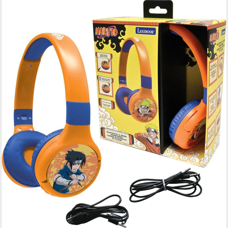 Lexibook - 2 In 1 Foldable Naruto Design Headphones (hpbt010na)