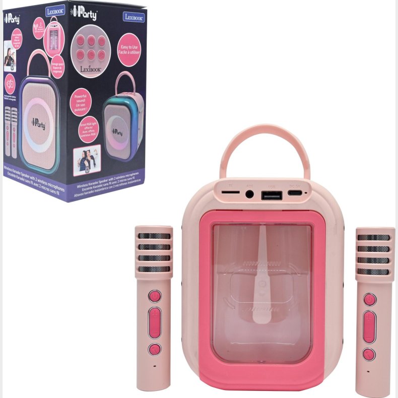 Lexibook - Iparty Karaoke S�t Til B�rn - H�jtaler Med 2 Mikrofoner
