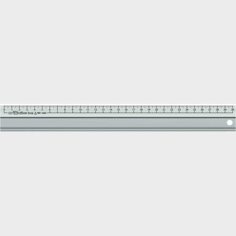 Lineal Aluminium 30 Cm - Med Gummibagside
