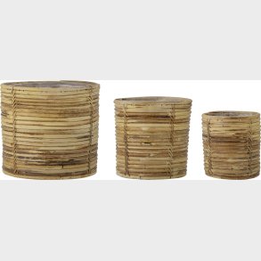 Bloomingville - Linoa Kurv I Flet - Natur - Rattan - 3 Stk