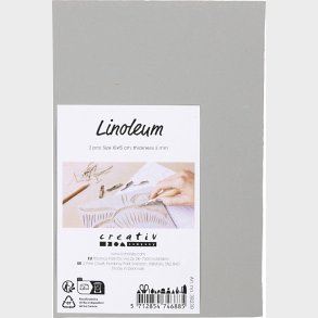 Linoleum - Str. 10x15 Cm - Tykkelse 3 Mm - Gr� - 2 Stk.