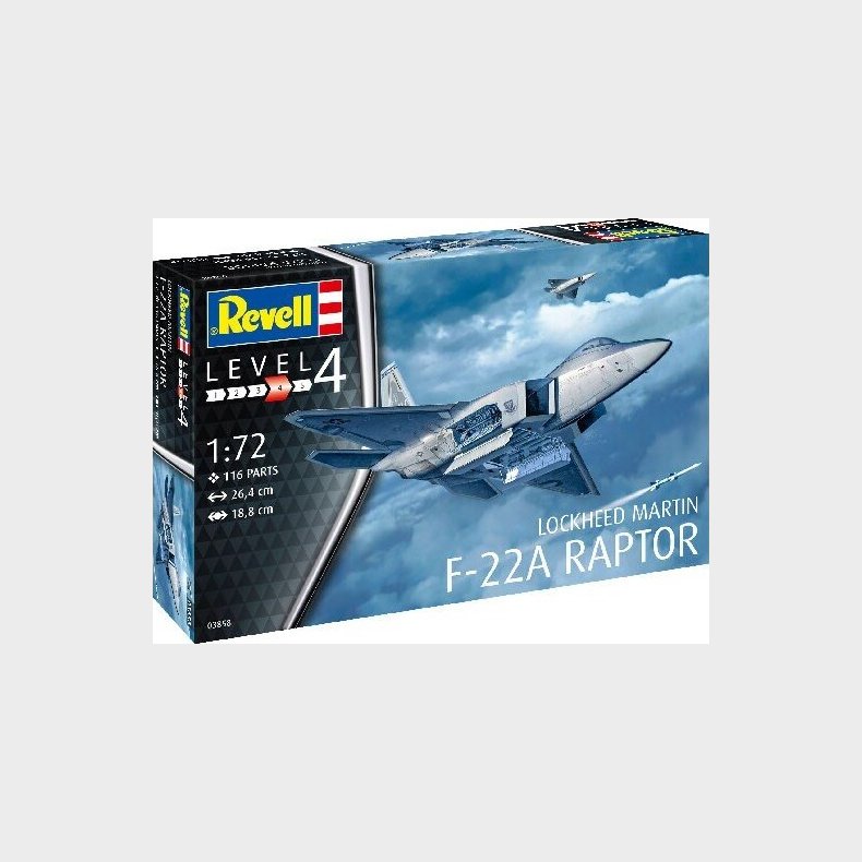 Revell - F-22a Raptor Model Fly Bygges�t - 1:72 - Level 4 - 03858