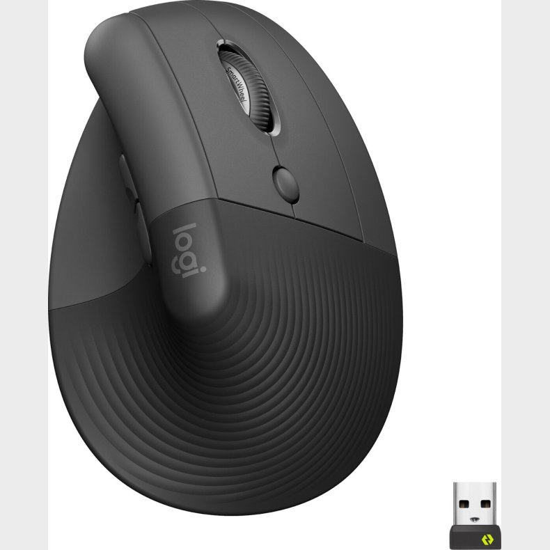 Logitech - Lift Right Vertical Ergonomic Mouse, Graphite/black