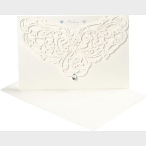 Luksus Kort Og Kuvert - Kort Str. 12x17,7 Cm - Kuvert Str. 18,x12,5 Cm - 230 G - Rhvid - 5 St