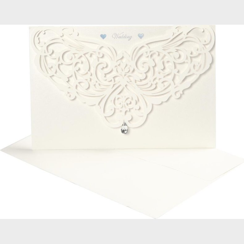 Luksus Kort Og Kuvert - Kort Str. 12x17,7 Cm - Kuvert Str. 18,x12,5 Cm - 230 G - Rhvid - 5 St